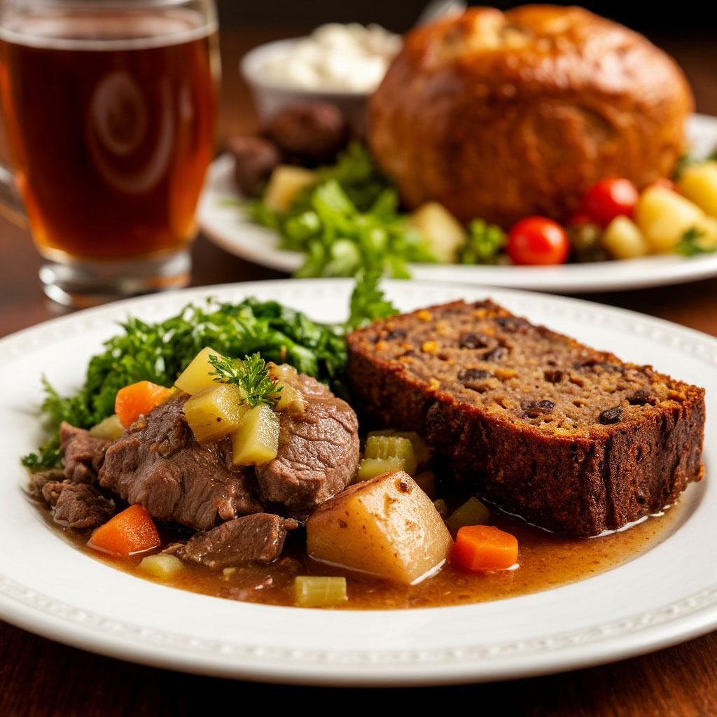 Welsh cuisine course featuring lamb cawl and bara brith